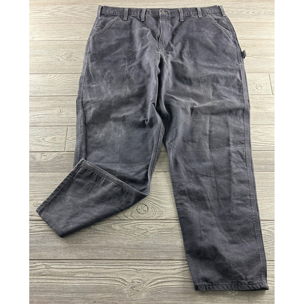Carhartt Washed Duck Work Dungaree Size 44x32 B11 PTB Navy Blue Straight Leg